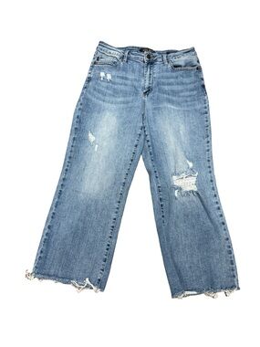 👖 Judy Blue High Waist Distressed Wide-Leg Cropped Jeans Size 30